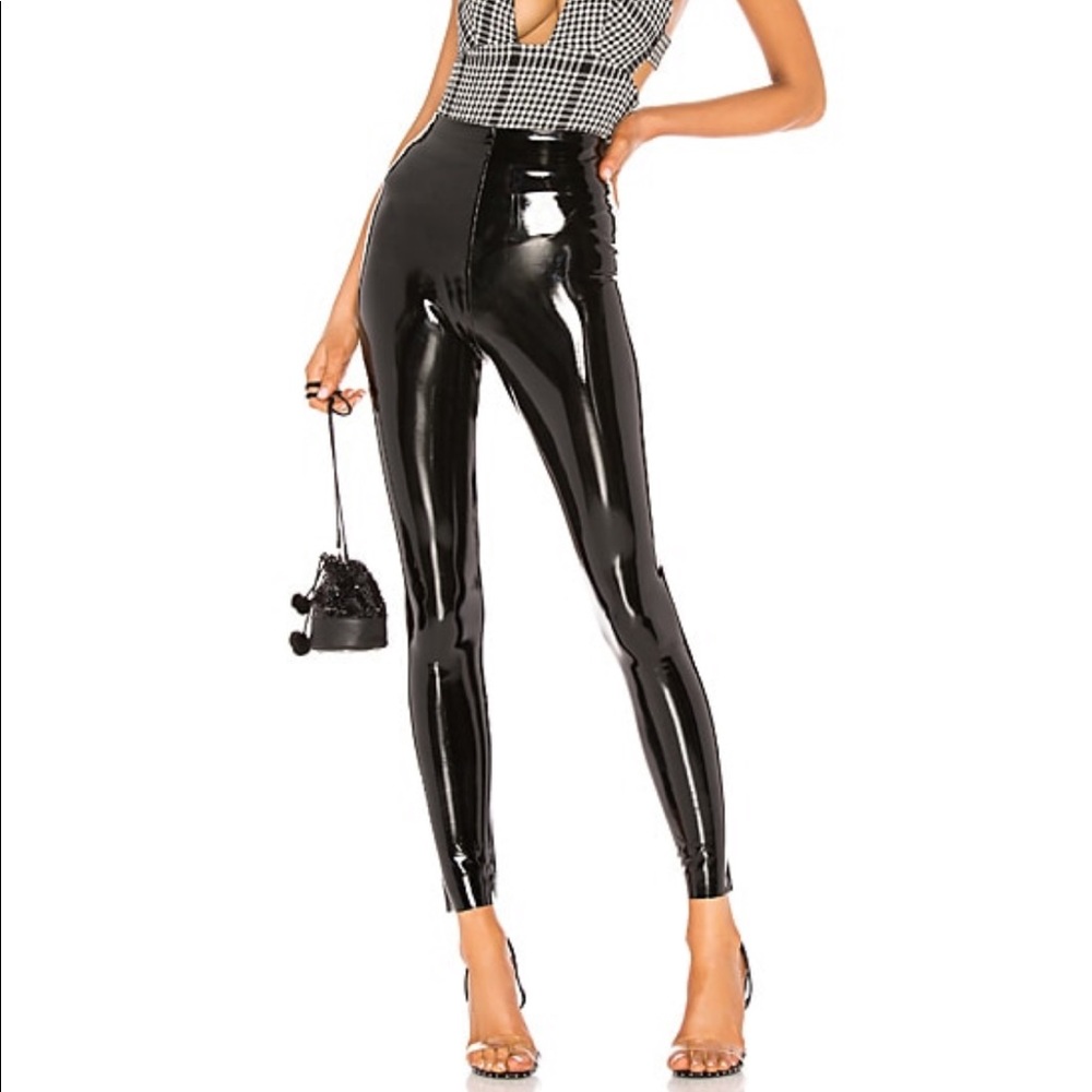 Black Faux Leather Commando Pant in size Small